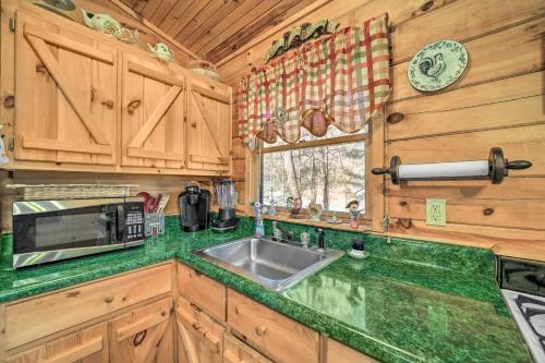 富兰克林Franklin Cabin with Porch Near Hiking and Waterfalls!的厨房配有水槽和微波炉