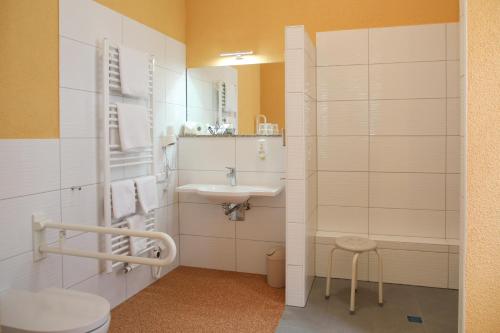 芬特斯沃德Hotel zur Kulturweberei的一间带水槽和卫生间的浴室