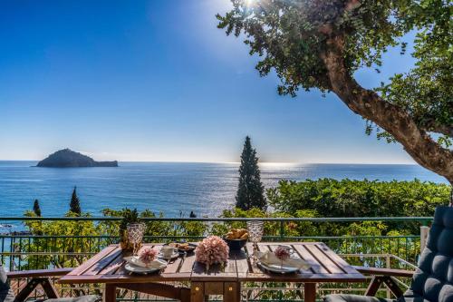 阿拉西奥Baba Residences的一张享有海景的桌子