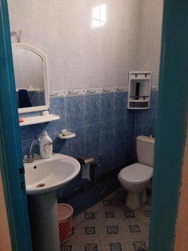 Al MāʼīyahDAR HIDOUS的一间带水槽、卫生间和镜子的浴室