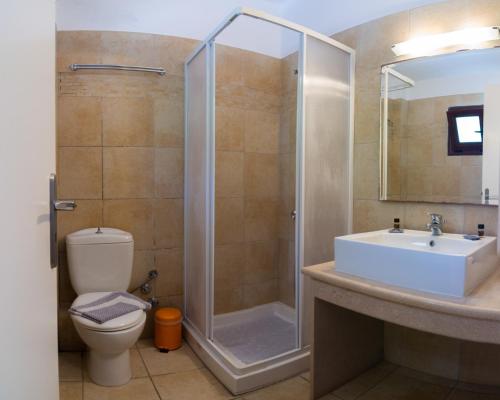 奇里亚度Casa Laios的带淋浴、盥洗盆和卫生间的浴室