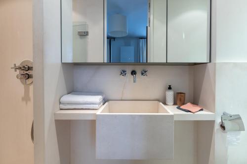 巴黎Luxe Atelier bail mobilité Saint germain des Près的一间带水槽和镜子的浴室