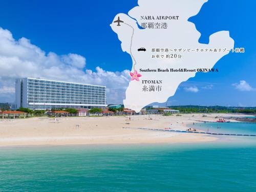 糸满南方海滩酒店的度假村前的海滩地图