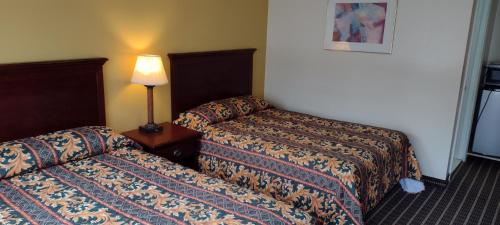 Ashford阿什福德汽车旅馆的酒店客房,设有两张床和一盏灯