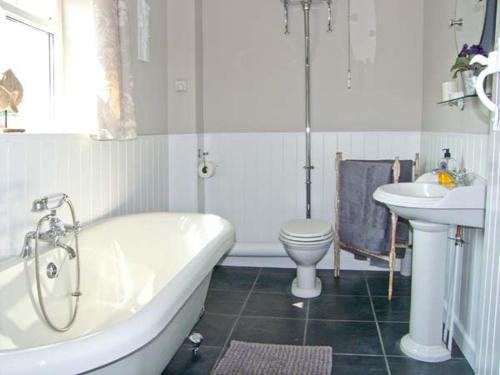 LlangristiolusCarreg Rhys的带浴缸、卫生间和盥洗盆的浴室