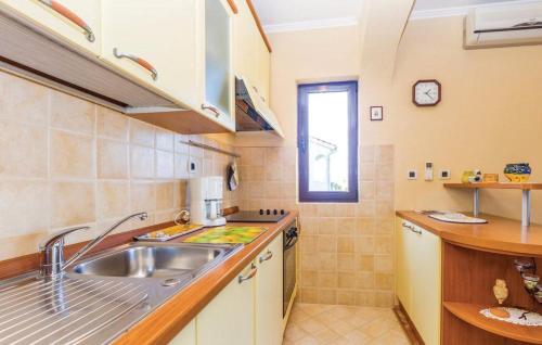 巴尔巴特纳拉布Apartman Ivanka的一个带水槽和窗户的小厨房
