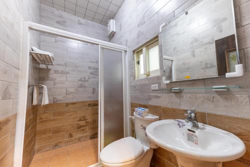 公馆龟树民宿的浴室配有卫生间、盥洗盆和淋浴。