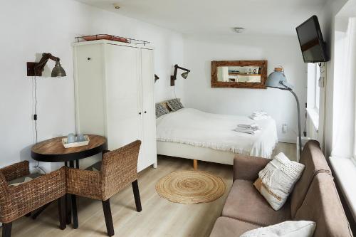 赞德沃特Guest House Aquarius的客厅配有沙发和1张床