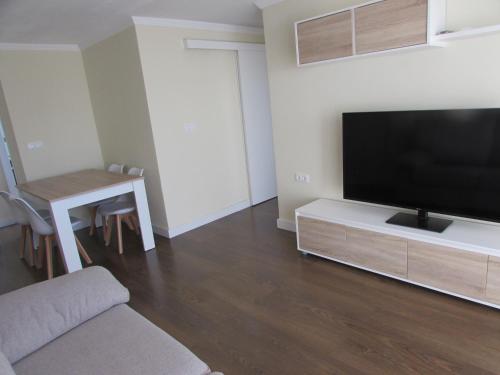 韦尔瓦Luz y Mar Huelva-Ático的客厅配有大屏幕平面电视