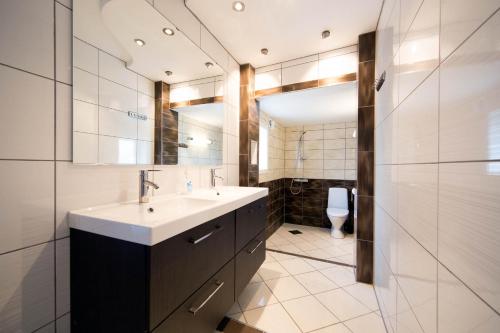 特隆赫姆畔娜杰麟酒店的一间带水槽和卫生间的浴室