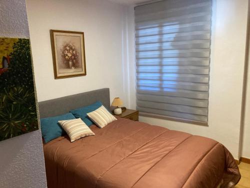 马塔拉斯卡尼亚斯Apartamento La Piedra的一间卧室配有带两个枕头的床和窗户