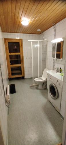 罗瓦涅米City center apartment with sauna, Rovakatu 13的一间带洗衣机和卫生间的浴室
