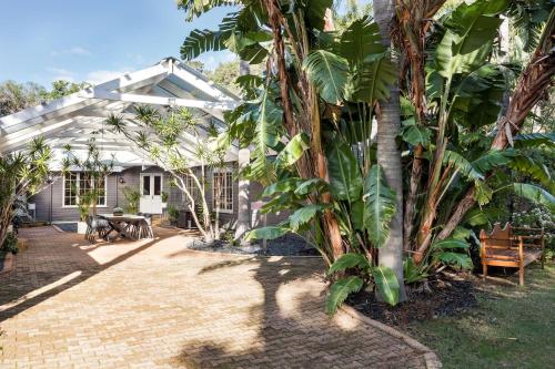亚林加普雅林角Spa山林小屋的种植了温室和棕榈树的花园