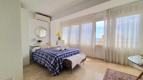 阿利坎特Estudio Playa del Postiguet的一间卧室设有一张床和一个大窗户