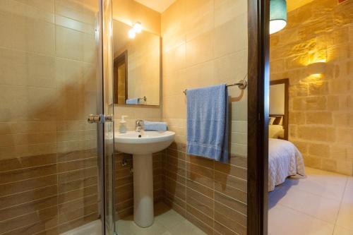 MunxarAndrea Luxury Holiday Farmhouse的一间带水槽和淋浴的浴室