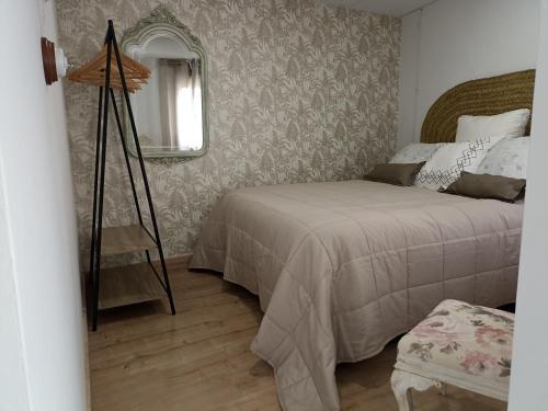 苏埃罗斯EL HECHIZO DEL BAILÓN的一间卧室配有一张床和镜子