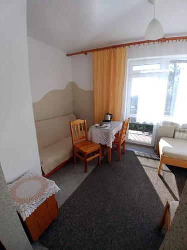 切霍齐内克Kujawianka的客厅配有桌子和沙发