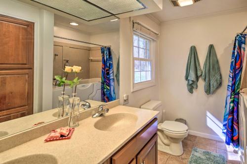金斯波特Lakefront Kingsport Home with Private Hot Tub!的一间带水槽和卫生间的浴室