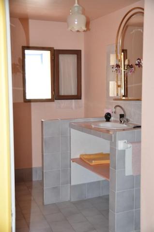 普罗旺斯地区阿莱马尼bastide la fondue的一间带水槽和镜子的浴室