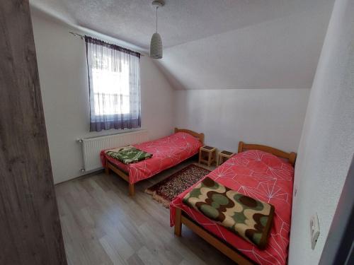 马夫罗沃Tetka Viki的小房间设有两张床和窗户