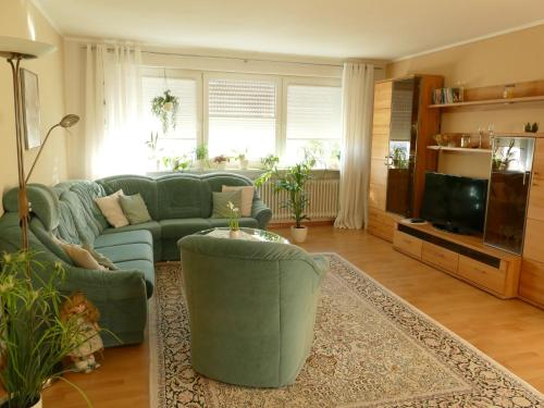圣温德尔Ferienwohnung Kirsch的带沙发和电视的客厅