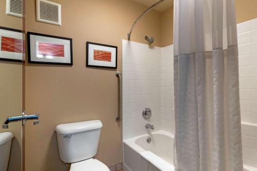 塞勒姆塞勒姆凯富套房酒店的一间带卫生间、浴缸和淋浴的浴室