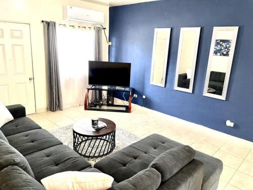 塔穆宁beautiful 4 bedroom tumon house的带沙发和平面电视的客厅