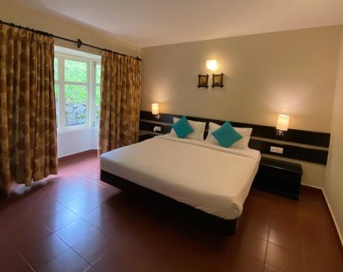 乌提Mountain Retreat - A Hill Country Resort的一间卧室设有一张大床和一个窗户。