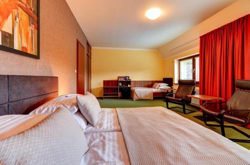 克尔诺夫Hotel Hermes的酒店客房设有床和客厅。