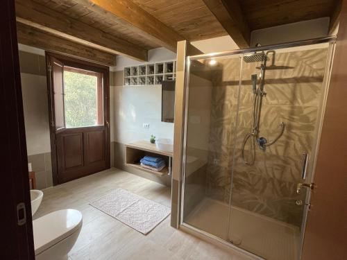 博萨S'Abba Druche rooms的带淋浴和卫生间的浴室