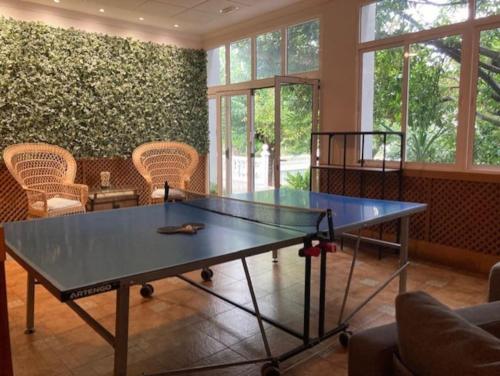 萨塞东玛丽布兰卡乡村酒店的客厅里的乒乓球桌