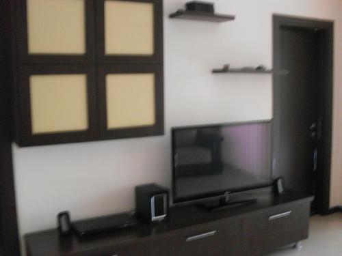 尼普顿Apartamente Neptun Bosco的客厅配有壁橱上的平面电视