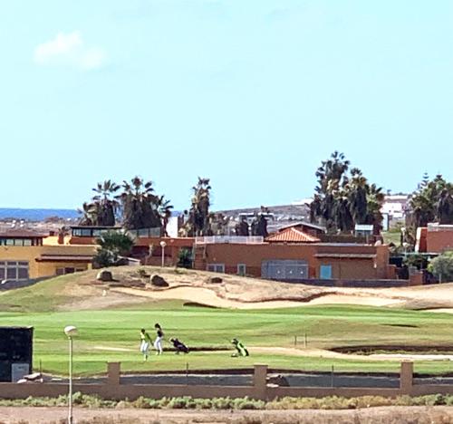 科斯塔德安提瓜Top Marina Powered by SolymarCalma的一群人在高尔夫球场打高尔夫