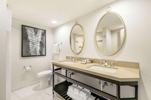 路易斯威尔高尔豪斯Trademark精选酒店的一间带水槽和两面镜子的浴室