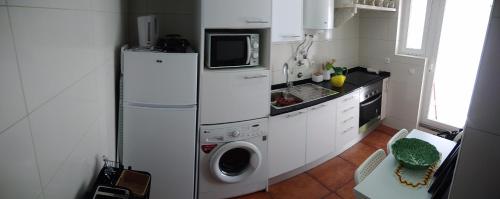 辛特拉Casa Mateus - Colares, Parque Natural Sintra Cascais的厨房配有冰箱和洗衣机。