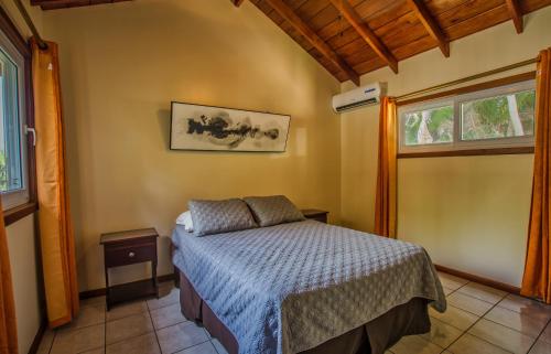 罗阿坦Relaxing Tropical Cabin的一间卧室设有一张床和一个窗口