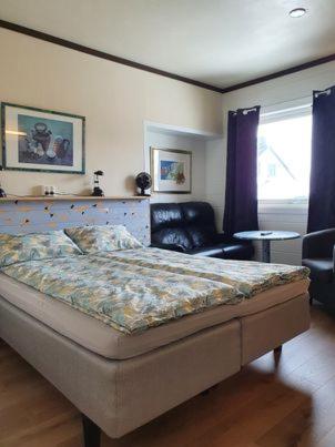 瓦尔德Meieriet的一间卧室设有一张床和一间客厅。
