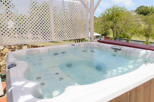 Cap EstateSephina Villa St Lucia Island Dream Holidays的一座大楼顶部的大型热水浴池