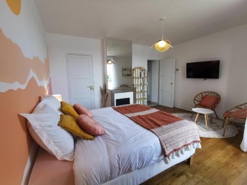 Les Rauches - Quai Loire - Suite 2 Chambres客房内的一张或多张床位