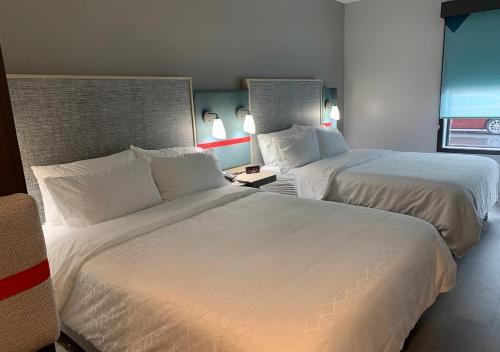 塞勒姆avid hotels - Salem, an IHG Hotel的酒店客房设有两张床和窗户。