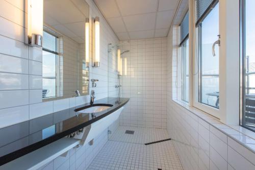 奥斯陆拉蒂森奥斯陆公园旅馆的一间带水槽和窗户的浴室