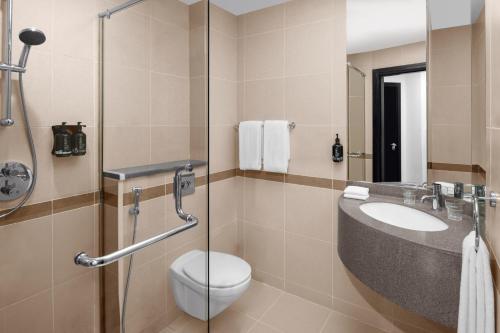 迪拜沙发公园快捷假日酒店的一间带卫生间和水槽的浴室
