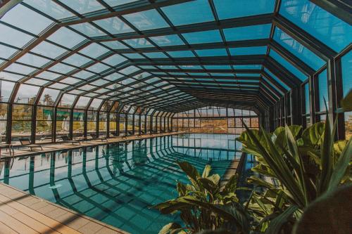TsinandaliTsinandali Estate, A Radisson Collection Hotel的一个带玻璃天花板的室内游泳池