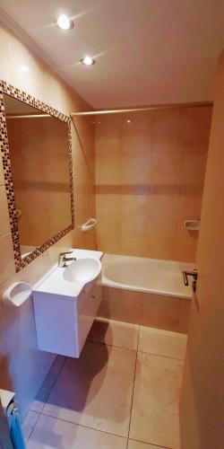布兰卡港DEPTOS BAHIA的浴室配有盥洗盆和浴缸。