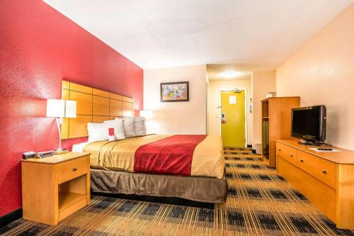托皮卡沃纳梅克伊克诺汽车旅馆的配有一张床和一台平面电视的酒店客房