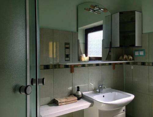 GołuchówDom noclegowy ORIENT的一间带水槽和镜子的浴室