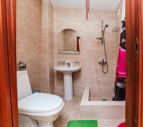 阿德勒阿拉酒店的浴室配有卫生间、盥洗盆和淋浴。
