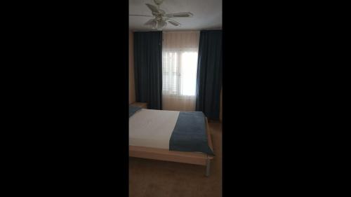 艾登Room in Apartment - Kadinlar Denizi Ev 31的一间卧室配有一张床和吊扇