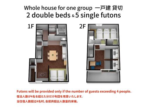 大阪Bijou Suites Miyabi的楼面图和房子的照片