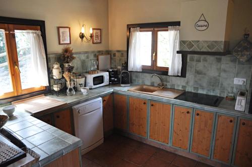 拉加玛艾佩德拉Port del Comte a pie de pistas的厨房配有水槽和台面